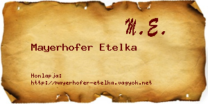 Mayerhofer Etelka névjegykártya